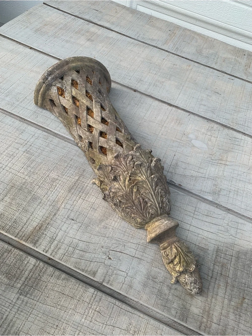 Vintage Wall Cornucopia Planter Horn Basket Resin Acanthus Floral 18”Wall Packet